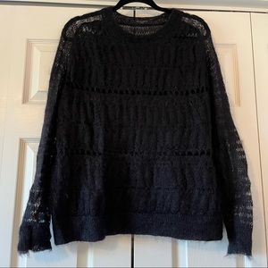 All Saints Black Mohair Crewneck Sweater